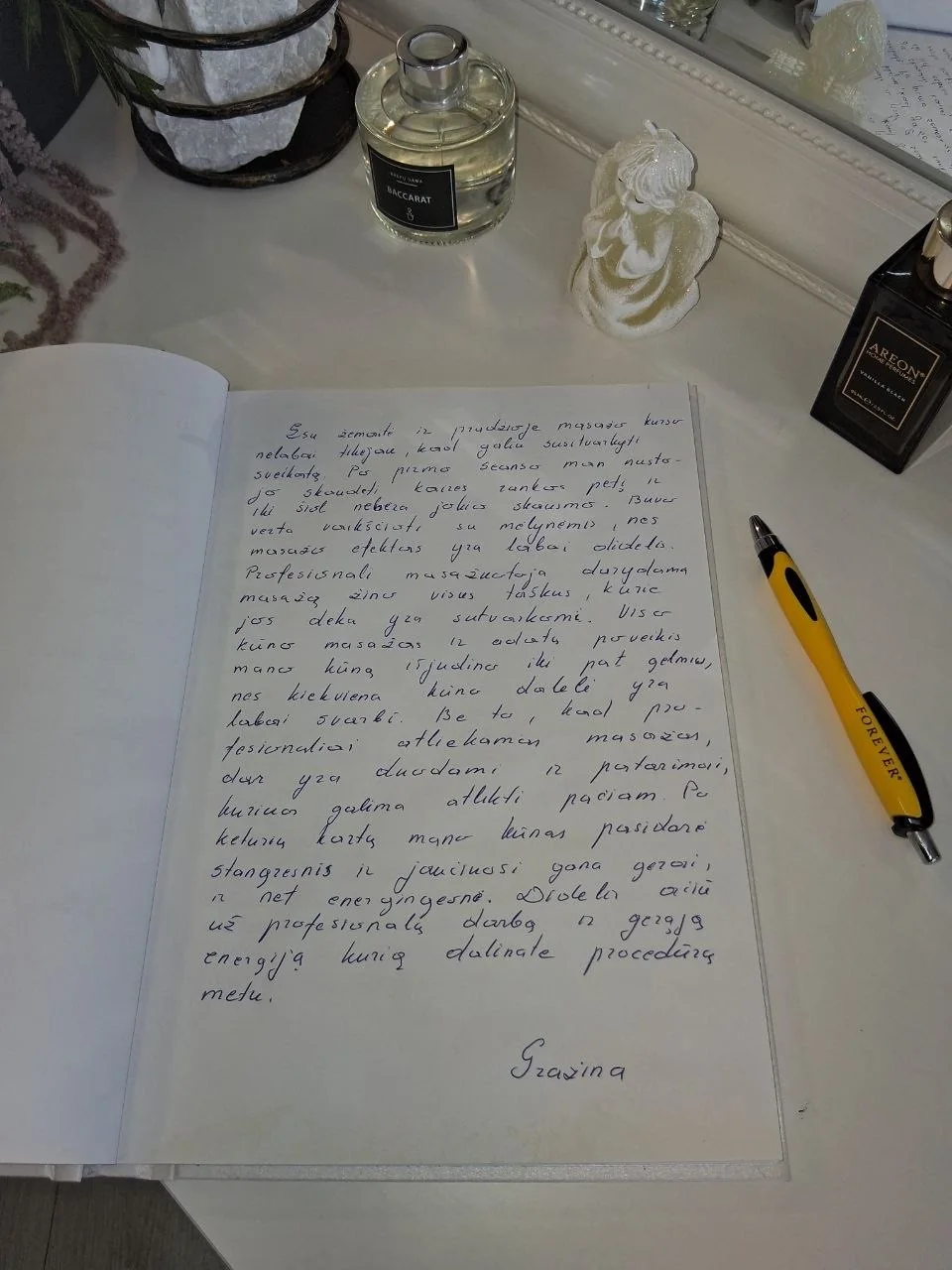 Įrašas atsiliepimų knygoje: Gražina